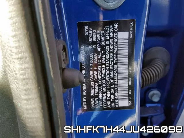 SHHFK7H44JU426098 фото 2
