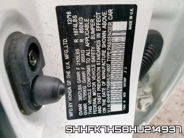 SHHFK7H58HU214937 фото 2