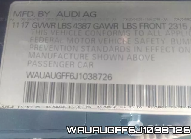 WAUAUGFF6J1038726 фото 10