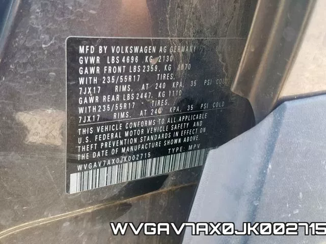 WVGAV7AX0JK002715 фото 2