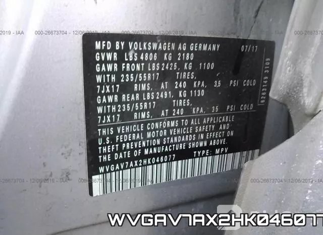 WVGAV7AX2HK046077 фото 10