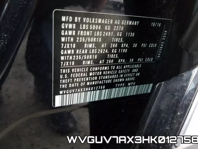 WVGUV7AX3HK012758 фото 2
