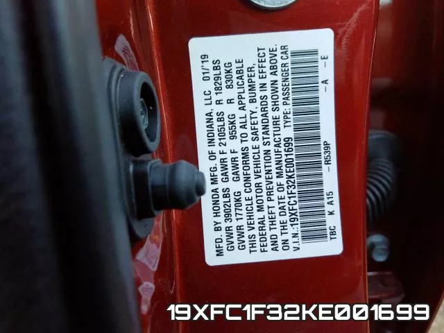 19XFC1F32KE001699 фото 2