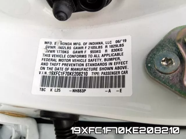 19XFC1F70KE208210 фото 2