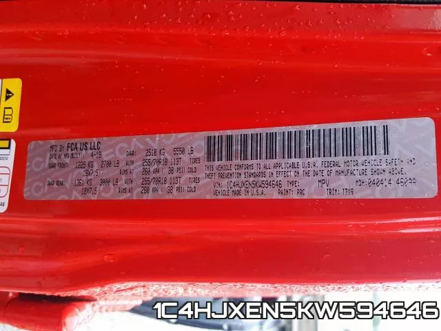 1C4HJXEN5KW594646 фото 2