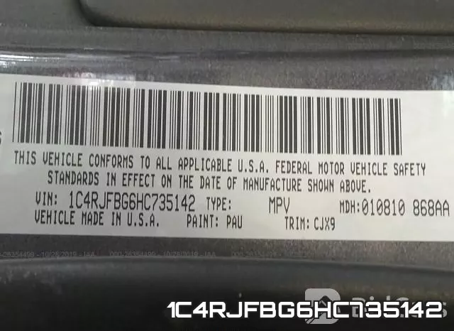 1C4RJFBG6HC735142 фото 10