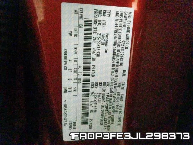 1FADP3FE3JL298373 фото 2