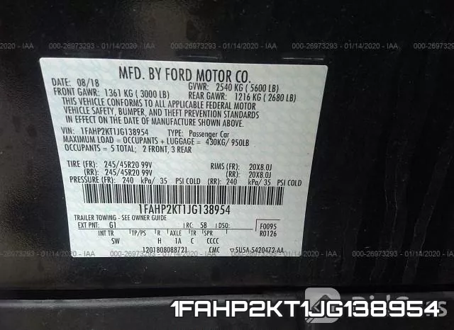 1FAHP2KT1JG138954 фото 10