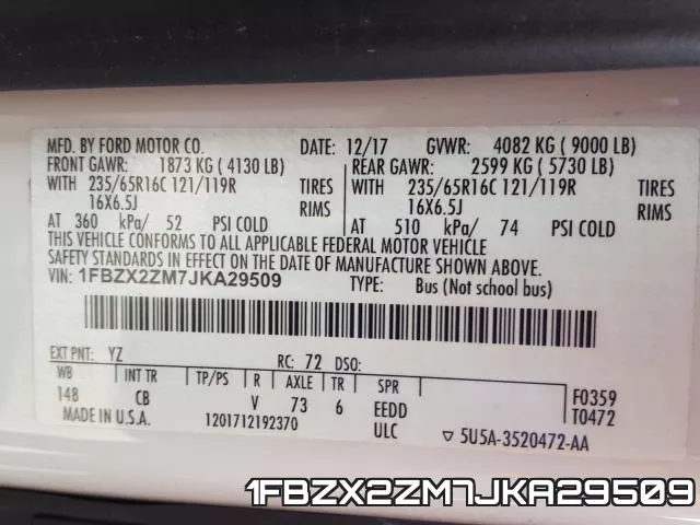 1FBZX2ZM7JKA29509 фото 2