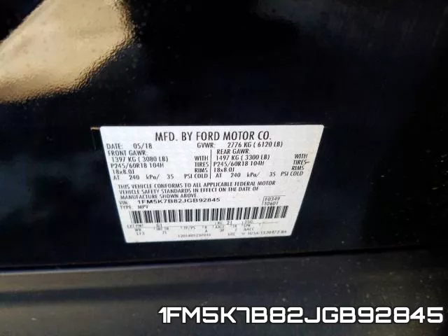 1FM5K7B82JGB92845 фото 2