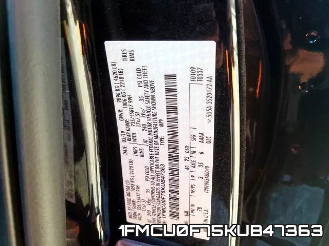 1FMCU0F75KUB47363 фото 2