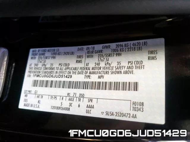 1FMCU0GD6JUD51429 фото 2
