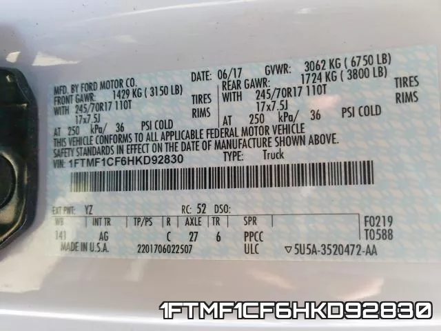 1FTMF1CF6HKD92830 фото 2