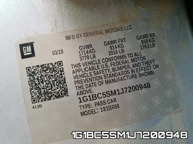 1G1BC5SM1J7200948 фото 2