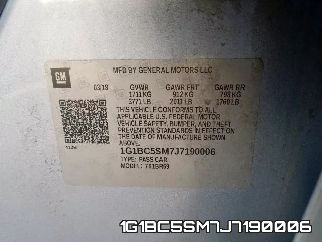 1G1BC5SM7J7190006 фото 2
