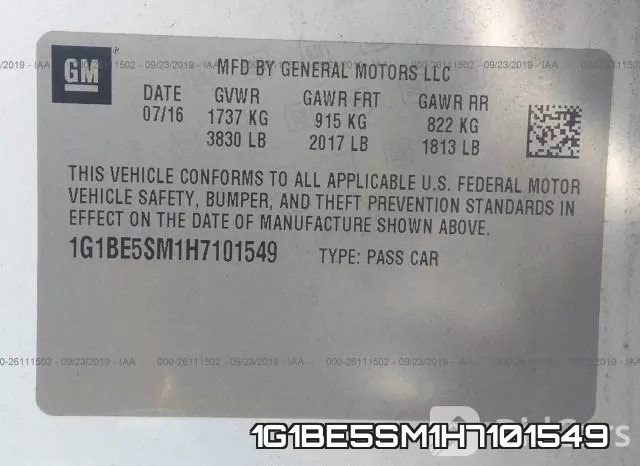 1G1BE5SM1H7101549 фото 7