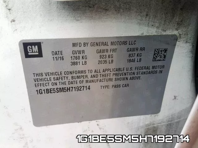 1G1BE5SM5H7192714 фото 2
