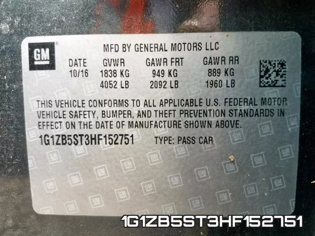 1G1ZB5ST3HF152751 фото 2