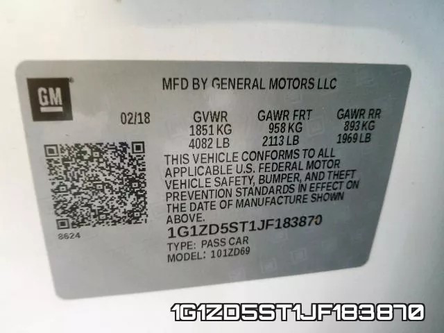 1G1ZD5ST1JF183870 фото 2