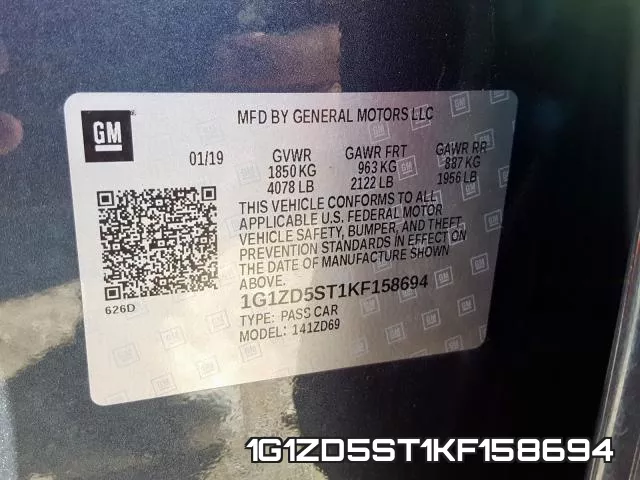 1G1ZD5ST1KF158694 фото 2