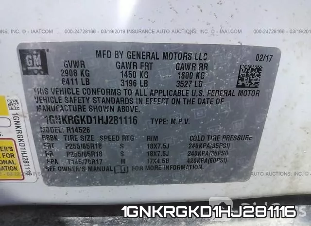1GNKRGKD1HJ281116 фото 8