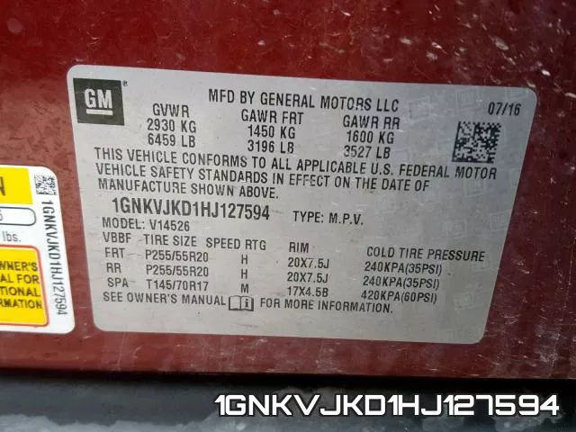 1GNKVJKD1HJ127594 фото 2