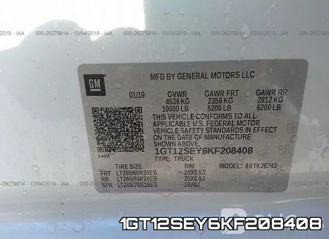 1GT12SEY6KF208408 фото 9