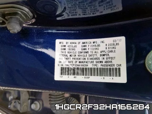 1HGCR2F32HA166284 фото 2