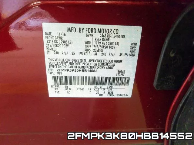 2FMPK3K80HBB14552 фото 2