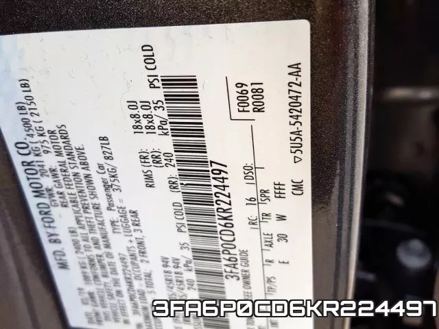3FA6P0CD6KR224497 фото 2