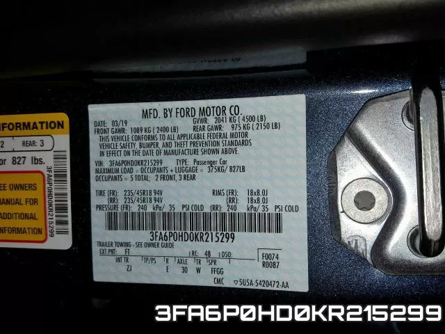 3FA6P0HD0KR215299 фото 2