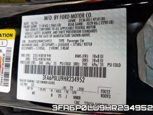 3FA6P0LU9HR234952 фото 2