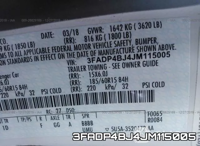 3FADP4BJ4JM115005 фото 6