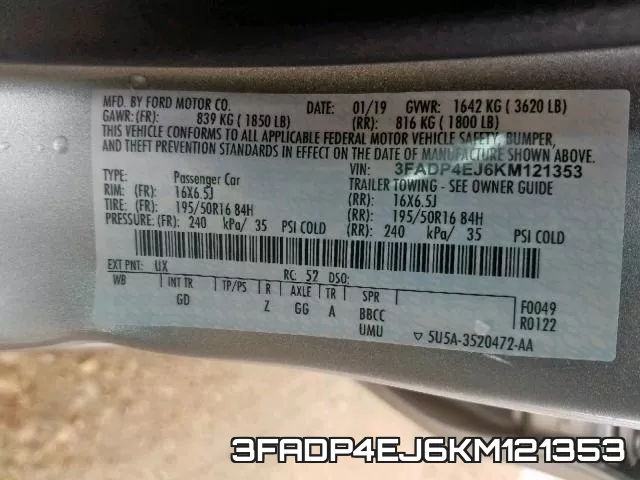 3FADP4EJ6KM121353 фото 2