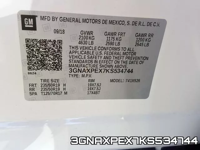 3GNAXPEX7KS534744 фото 2
