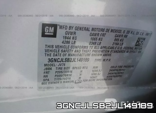 3GNCJLSB2JL149189 фото 10