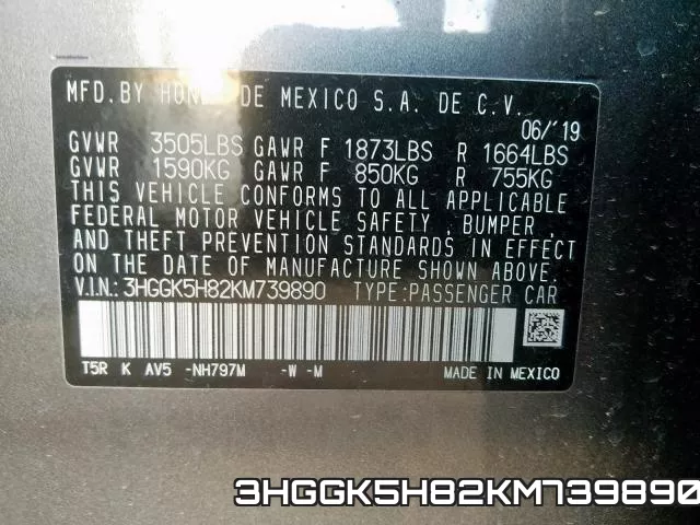 3HGGK5H82KM739890 фото 2