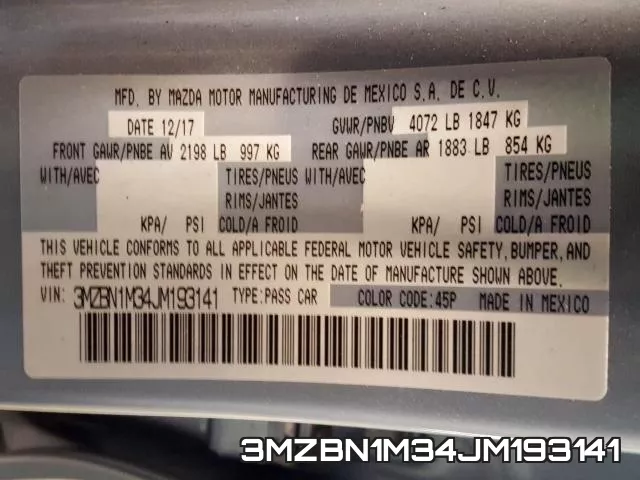 3MZBN1M34JM193141 фото 2
