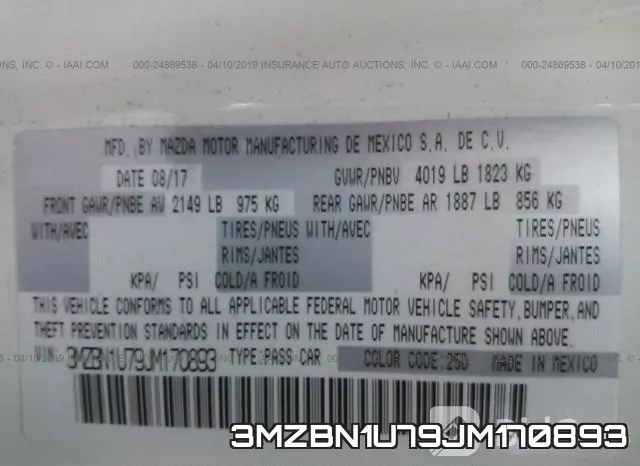 3MZBN1U79JM170893 фото 10