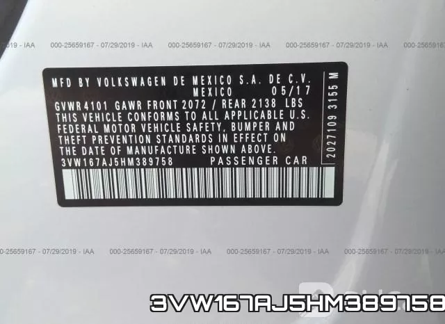 3VW167AJ5HM389758 фото 9