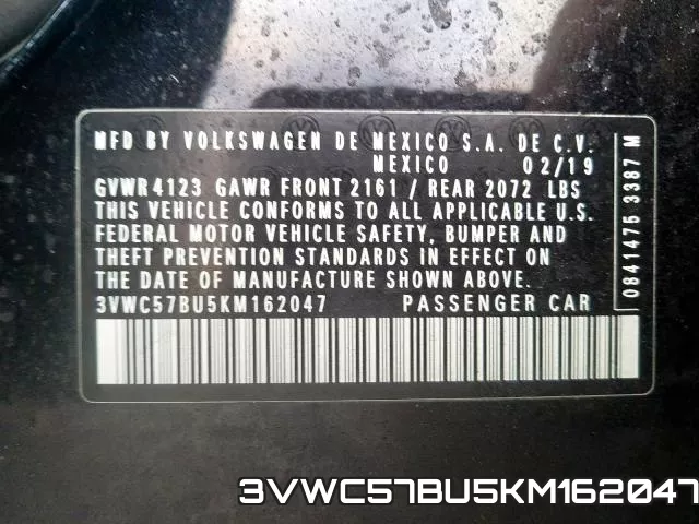 3VWC57BU5KM162047 фото 2