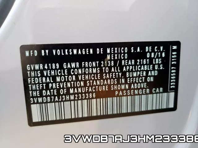 3VWDB7AJ3HM233386 фото 2