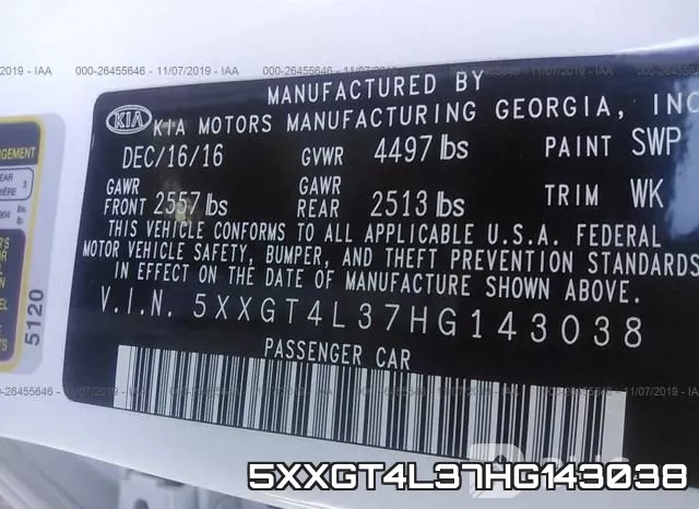 5XXGT4L37HG143038 фото 7