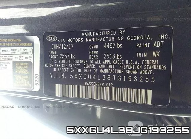 5XXGU4L38JG193255 фото 7