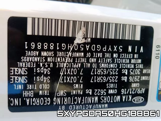 5XYPGDA50HG188861 фото 2