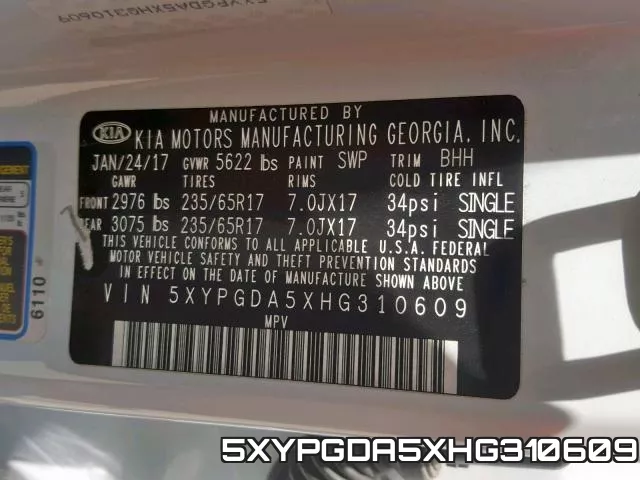 5XYPGDA5XHG310609 фото 2