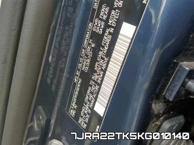 7JRA22TK5KG010140 фото 2
