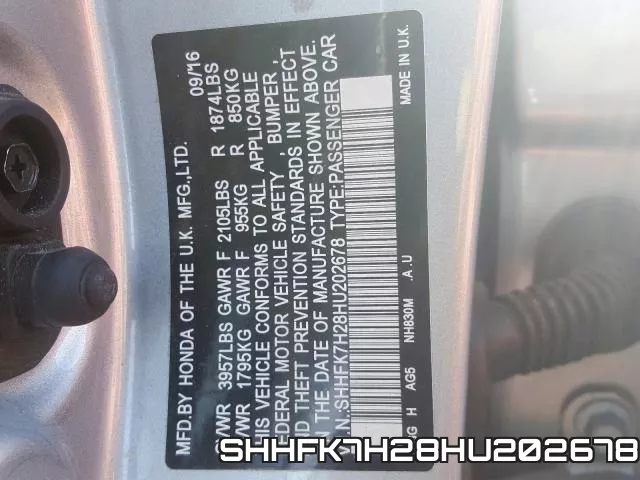 SHHFK7H28HU202678 фото 2
