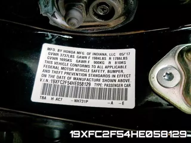 19XFC2F54HE058129 фото 2