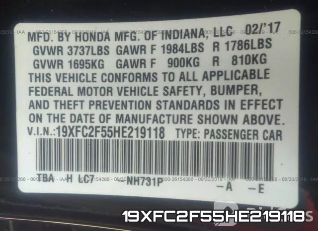 19XFC2F55HE219118 фото 7